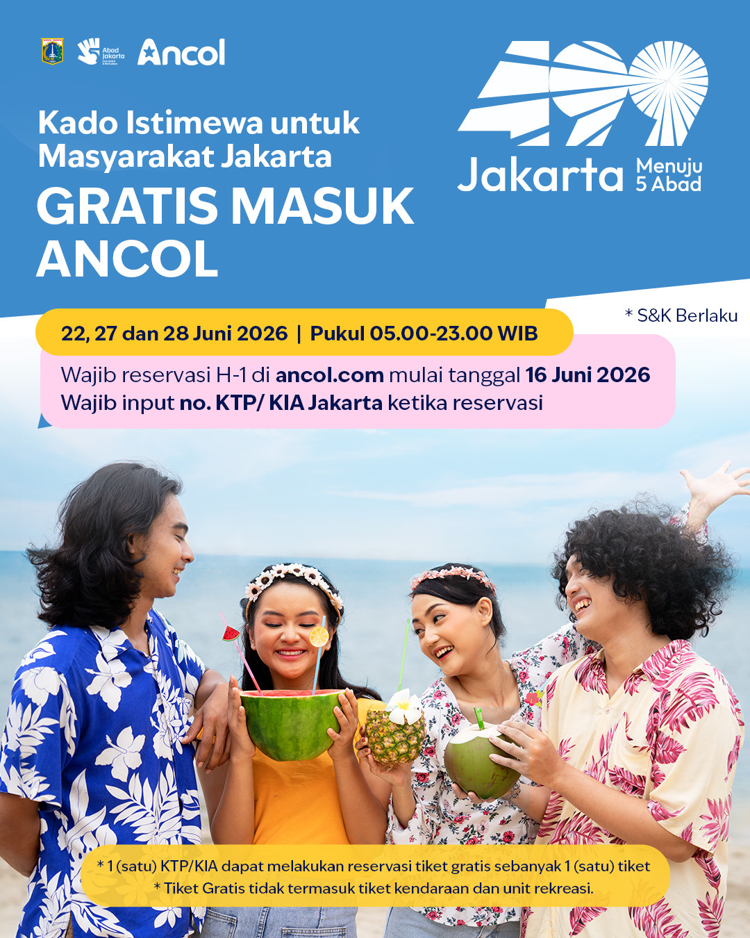 HUT Jakarta ke-499, Gratis Masuk Ancol Seharian. Dok.Ancol